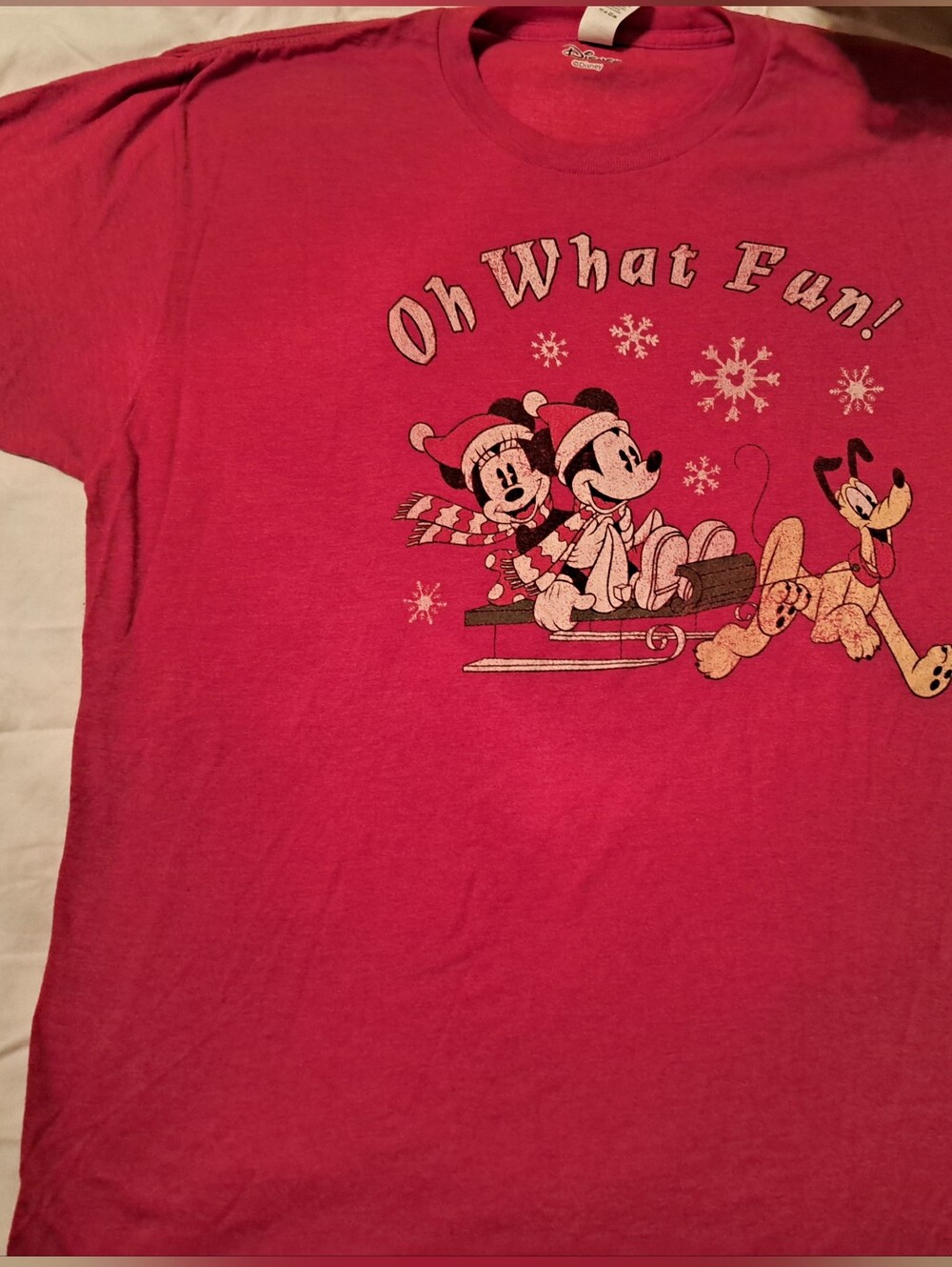 Disney Red Holiday 'Oh What Fun!' Mickey & Friends Graphic Tee Unisex
